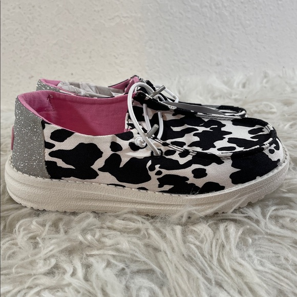HEY DUDE Wendy Youth Cowgirl Sparkle Black & White Slip On Shoes Size 13c NEW - Picture 5 of 16
